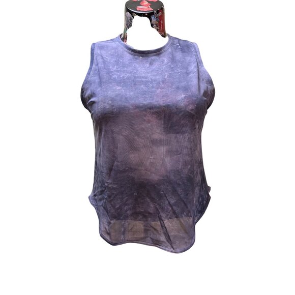 Halara Workout Tank Split Back Tie Dye Mesh Sleeveless Top Gray Purple Size M Ac - Picture 3 of 5